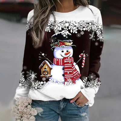 Christmas Pullover - Women's Long Sleeve Loose Fit Xmas Jumper Sweatshirt-Grace Aura