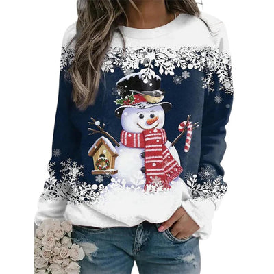 Christmas Pullover - Women's Long Sleeve Loose Fit Xmas Jumper Sweatshirt-Grace Aura