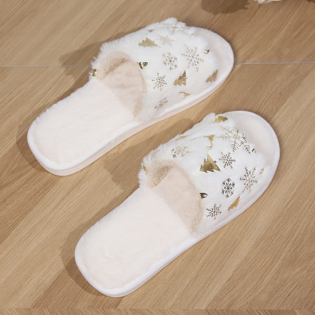 Christmas Slippers - Slip-On - Furry - Winter Slippers - House Slippers-Grace Aura