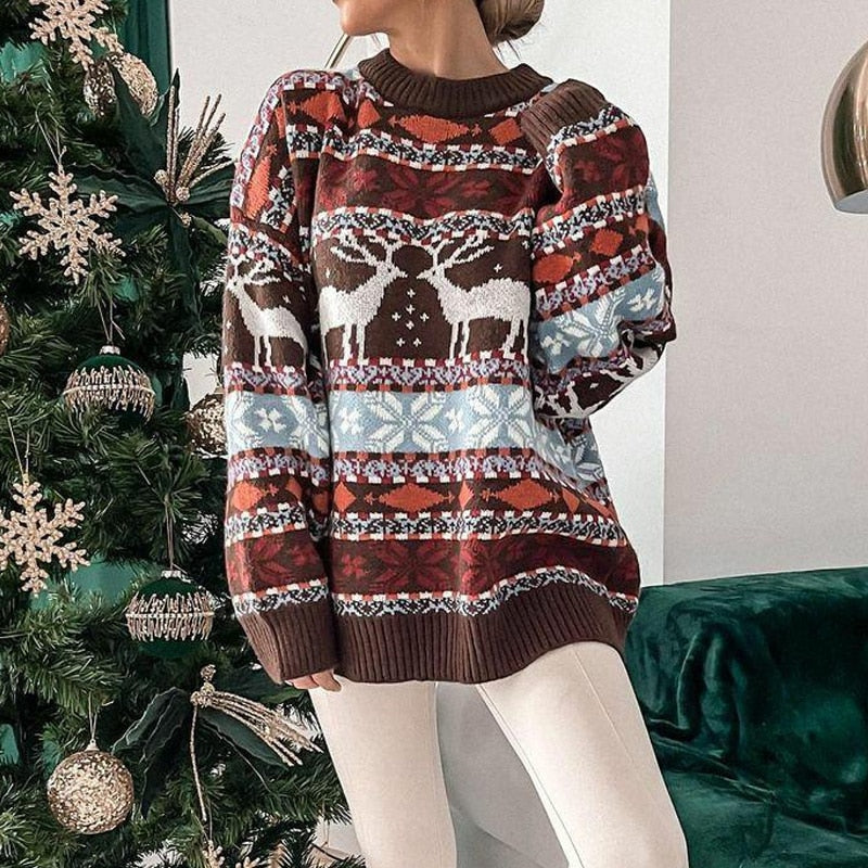 Christmas Sweater | Oversized | Long Sleeve | Knitted Xmas Sweaters | Women's Jumper-Grace Aura