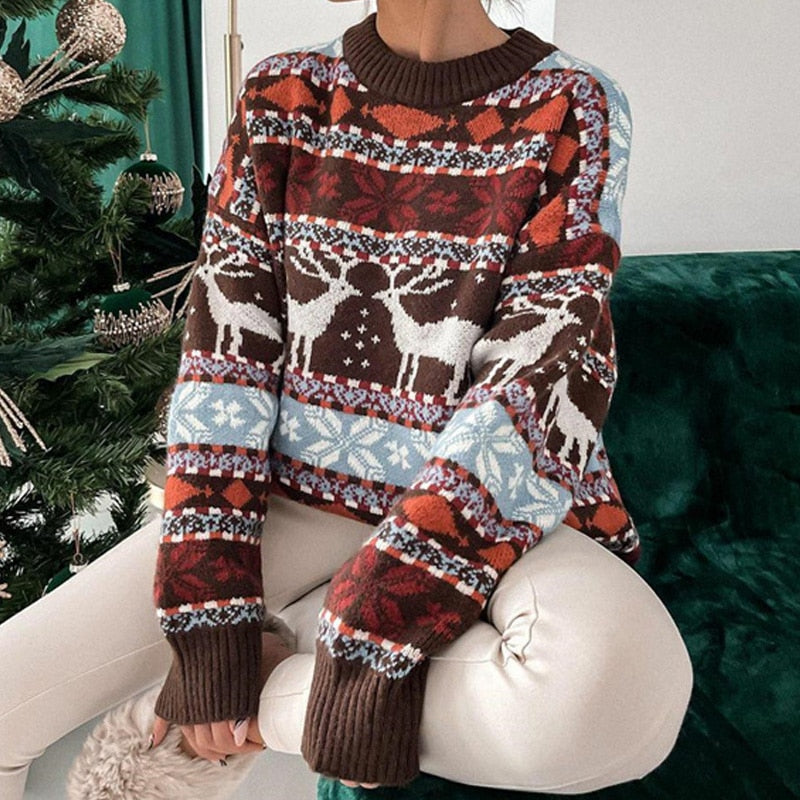 Christmas Sweater | Oversized | Long Sleeve | Knitted Xmas Sweaters | Women's Jumper-Grace Aura