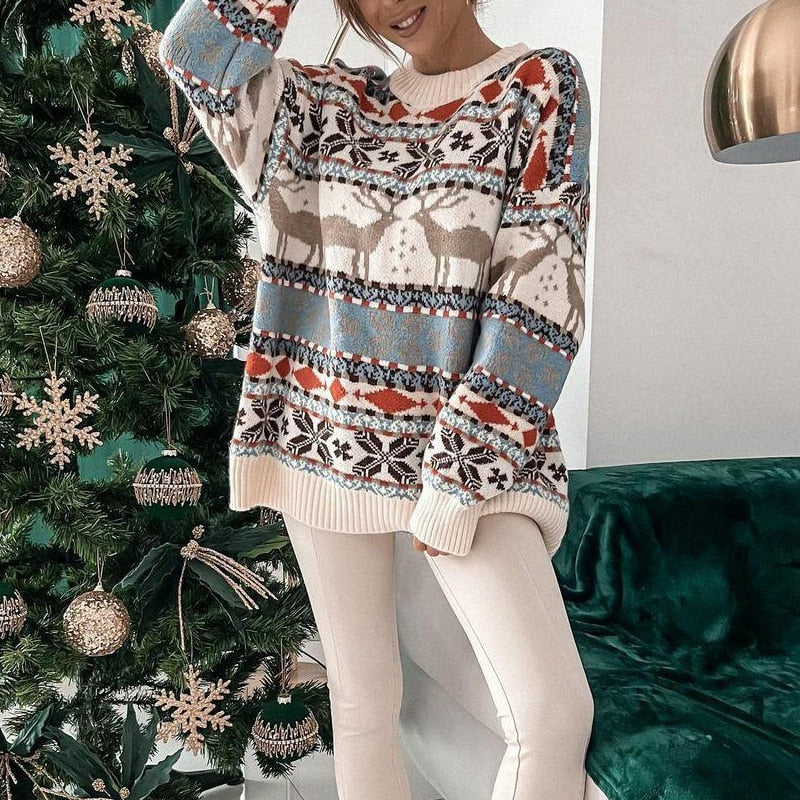 Christmas Sweater | Oversized | Long Sleeve | Knitted Xmas Sweaters | Women's Jumper-Grace Aura