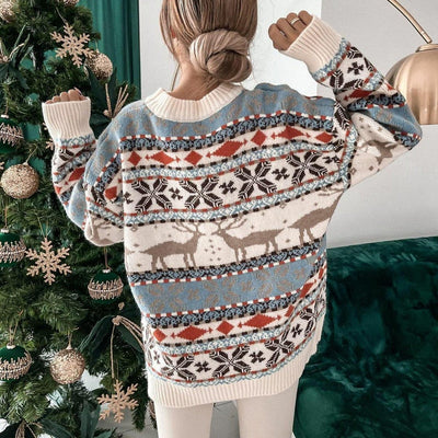 Christmas Sweater | Oversized | Long Sleeve | Knitted Xmas Sweaters | Women's Jumper-Grace Aura