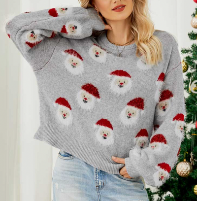 Christmas Sweater | Santa Claus | Long Sleeve | Ugly Xmas Jumper | Women's Knitwear-Grace Aura