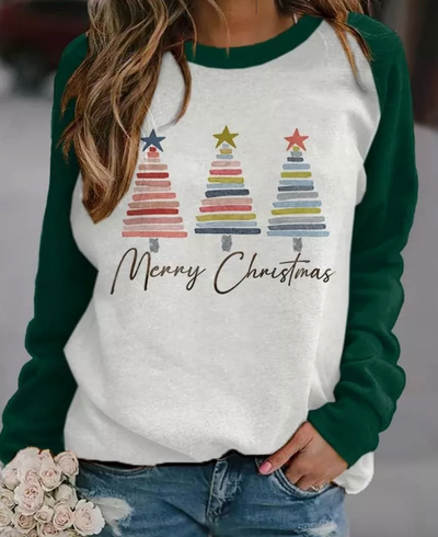 Christmas Sweatshirt - Crew Neck - Long Sleeve - Christmas Pullover - Women's Clothing-Grace Aura