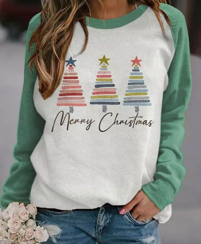 Christmas Sweatshirt - Crew Neck - Long Sleeve - Christmas Pullover - Women's Clothing-Grace Aura