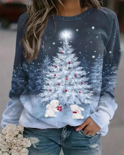 Christmas Sweatshirt | Loose Fit | Printed | Christmas Pullover | Women's Winter Clothes-Grace Aura