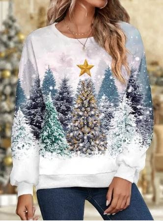 Christmas Sweatshirt | Sparkly | Long Sleeve | Christmas Pullover | Women's Clothing-Grace Aura