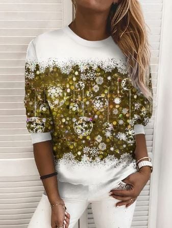 Christmas Sweatshirt | Sparkly | Long Sleeve | Christmas Pullover | Women's Clothing-Grace Aura