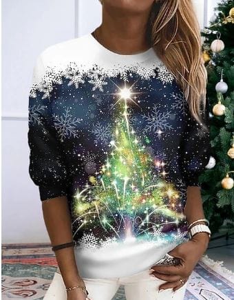 Christmas Sweatshirt | Sparkly | Long Sleeve | Christmas Pullover | Women's Clothing-Grace Aura