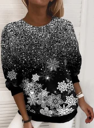 Christmas Sweatshirt | Sparkly | Long Sleeve | Christmas Pullover | Women's Clothing-Grace Aura