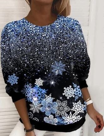 Christmas Sweatshirt | Sparkly | Long Sleeve | Christmas Pullover | Women's Clothing-Grace Aura