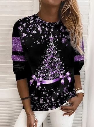 Christmas Sweatshirt | Sparkly | Long Sleeve | Christmas Pullover | Women's Clothing-Grace Aura