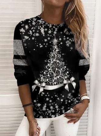 Christmas Sweatshirt | Sparkly | Long Sleeve | Christmas Pullover | Women's Clothing-Grace Aura