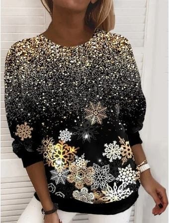 Christmas Sweatshirt | Sparkly | Long Sleeve | Christmas Pullover | Women's Clothing-Grace Aura