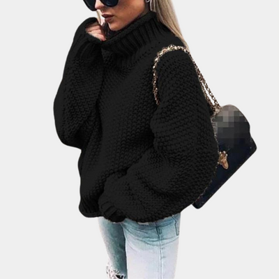 Chunky Sweater - Oversized - Turtleneck - Knitted Sweater - Women's Clothing-Grace Aura