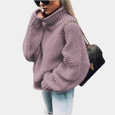 Chunky Sweater - Oversized - Turtleneck - Knitted Sweater - Women's Clothing-Grace Aura