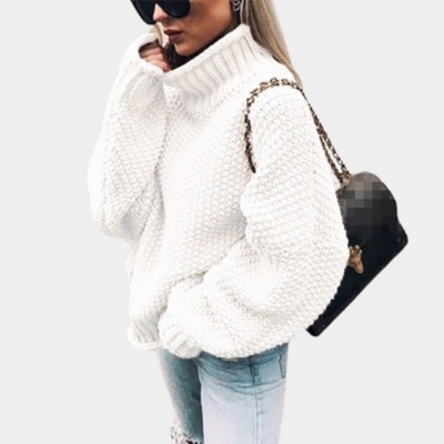 Chunky Sweater - Oversized - Turtleneck - Knitted Sweater - Women's Clothing-Grace Aura