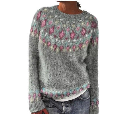 Classic Fair Isle Knit Sweater – Soft Winter Pullover in Earthy Tones-Grace Aura