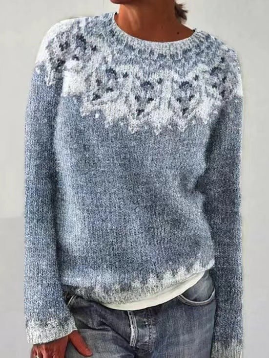 Classic Fair Isle Knit Sweater – Soft Winter Pullover in Earthy Tones-Grace Aura