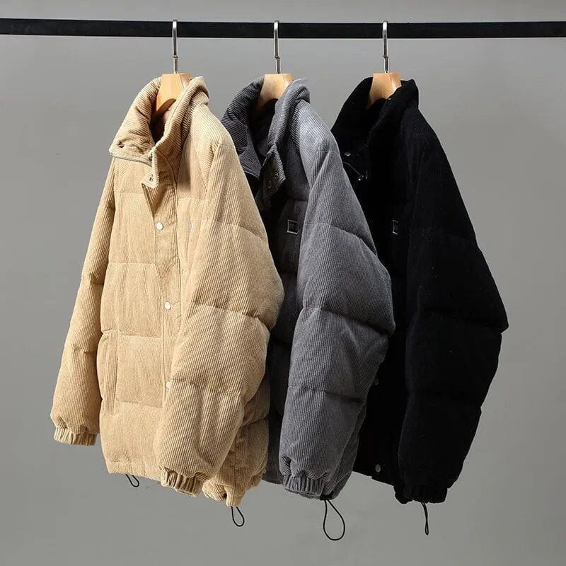 Corduroy Jacket - Warm - Zip-Up - Puffer Jacket - Men's Winter Jacket-Grace Aura