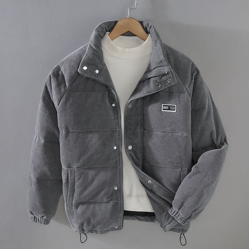 Corduroy Jacket - Warm - Zip-Up - Puffer Jacket - Men's Winter Jacket-Grace Aura