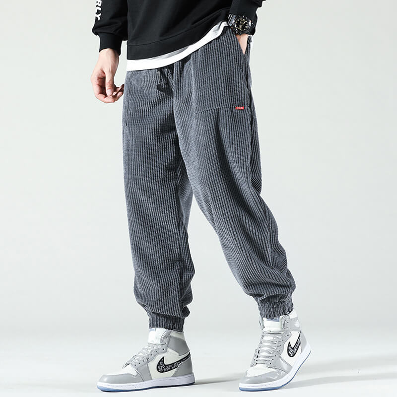 Corduroy Trousers - Drawstring - Baggy - Joggers - Men's Trousers-Grace Aura