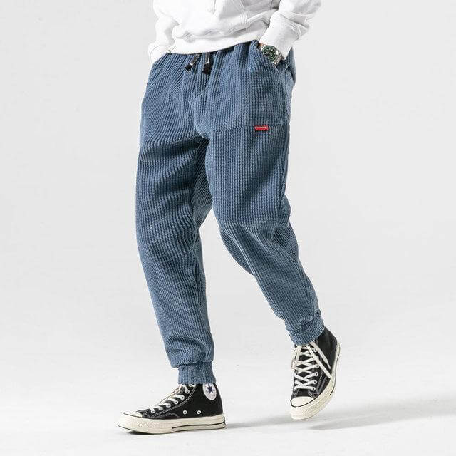 Corduroy Trousers - Drawstring - Baggy - Joggers - Men's Trousers-Grace Aura