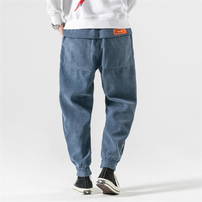 Corduroy Trousers - Drawstring - Baggy - Joggers - Men's Trousers-Grace Aura