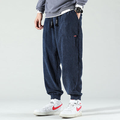 Corduroy Trousers - Drawstring - Baggy - Joggers - Men's Trousers-Grace Aura