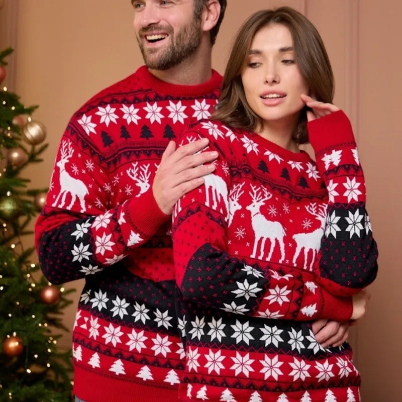 Couples Christmas Jumper - Crew Neck - Long Sleeve - Couple Xmas Sweater - Matching Christmas Sweaters-Grace Aura