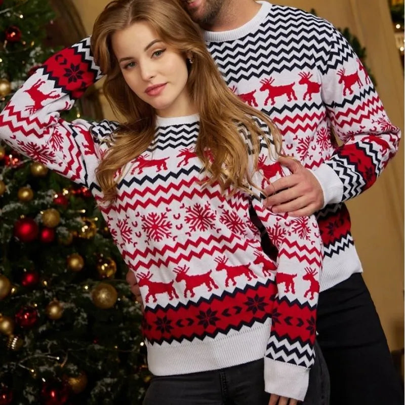 Couples Christmas Jumper - Crew Neck - Long Sleeve - Couple Xmas Sweater - Matching Christmas Sweaters-Grace Aura