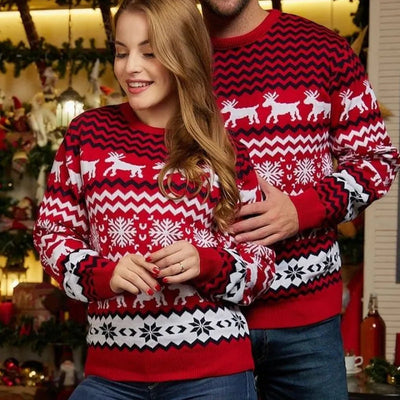 Couples Christmas Jumper - Crew Neck - Long Sleeve - Couple Xmas Sweater - Matching Christmas Sweaters-Grace Aura