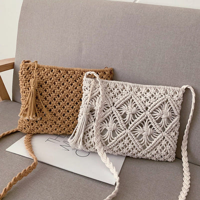 Crochet Bag - Woven - Zipper - Crossbody Bag - Shoulder Bag -Grace Aura