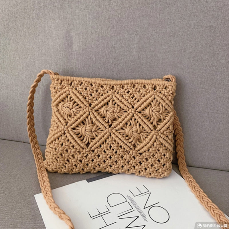 Crochet Bag - Woven - Zipper - Crossbody Bag - Shoulder Bag -Grace Aura