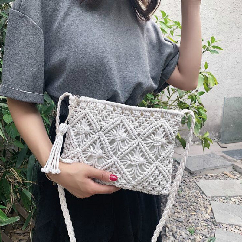 Crochet Bag - Woven - Zipper - Crossbody Bag - Shoulder Bag -Grace Aura