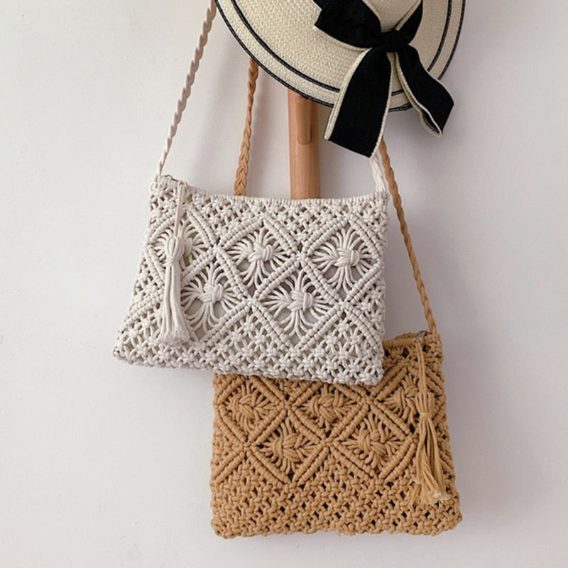 Crochet Bag - Woven - Zipper - Crossbody Bag - Shoulder Bag -Grace Aura