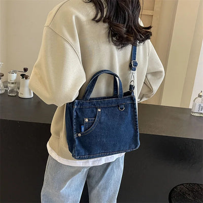 Denim Bag | Adjustable Strap | Zipper | Crossbody Bag | Tote Bag-Grace Aura