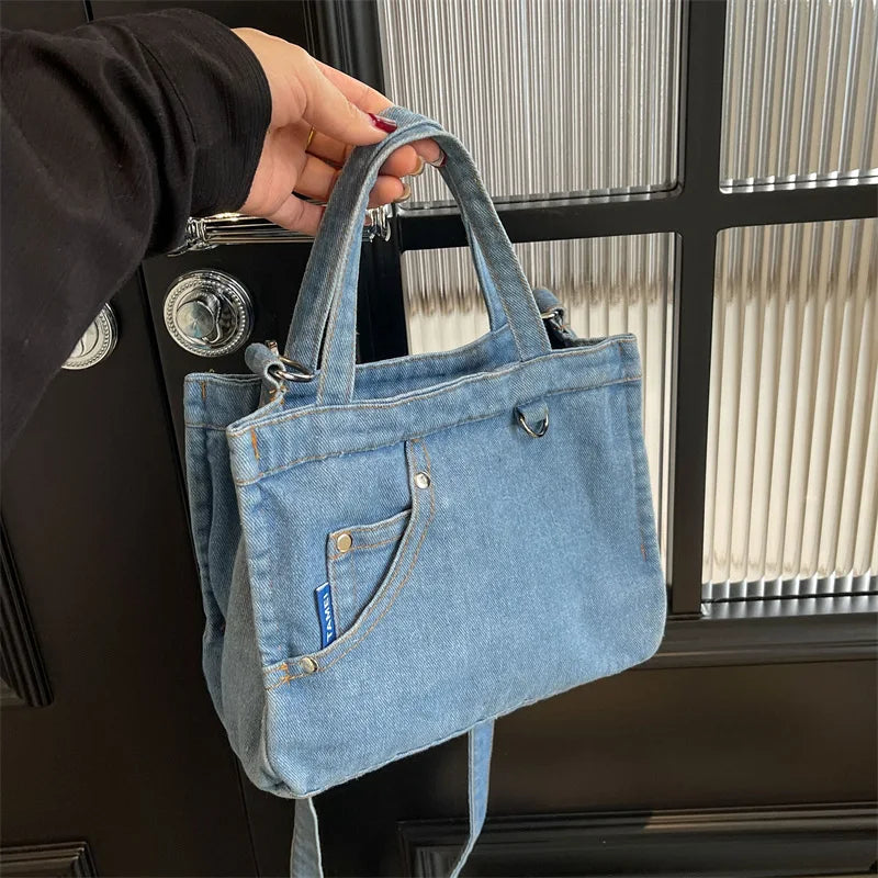 Denim Bag | Adjustable Strap | Zipper | Crossbody Bag | Tote Bag-Grace Aura