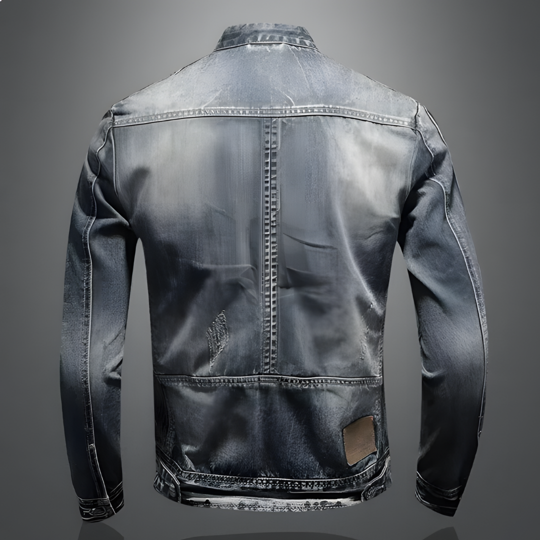 Denim Jacket - Washed - Zip-Up - Jean Jacket - Men's Jacket-Grace Aura