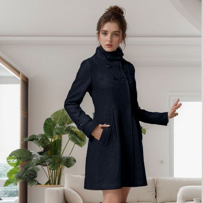 Dress Coat - Hooded - Mid Length - Trench Coat - Women's Jackets-Grace Aura