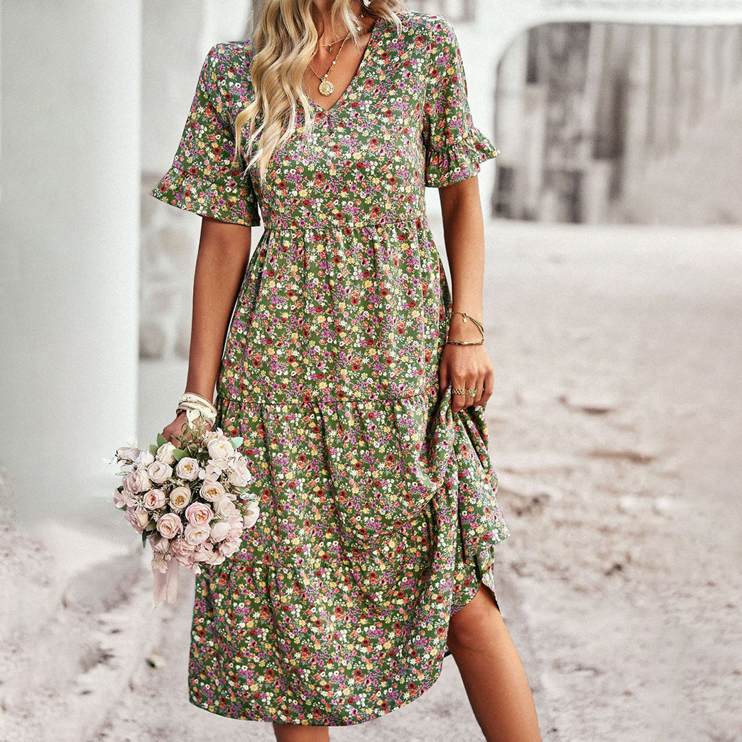 EMERY - Floral print midi dress-Grace Aura