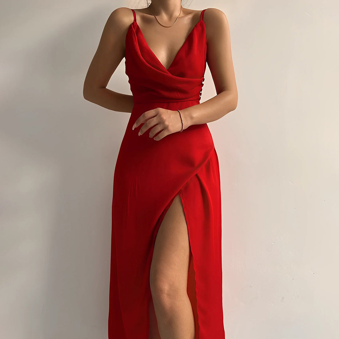 Elegant Dress - Sleeveless - V-Neck - Cocktail Dress - Long Dress-Grace Aura