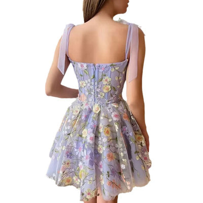 Fairy Dress - Sleeveless - Tie Straps - Floral Dress - Summer Dress-Grace Aura