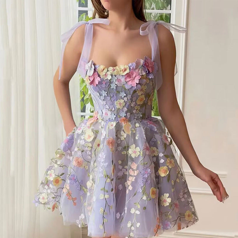 Fairy Dress - Sleeveless - Tie Straps - Floral Dress - Summer Dress-Grace Aura