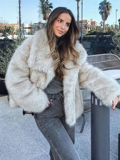 Fake Fur Jacket - Warm - Fluffy - Short Faux Fur Coat - Fur Jacket Women-Grace Aura