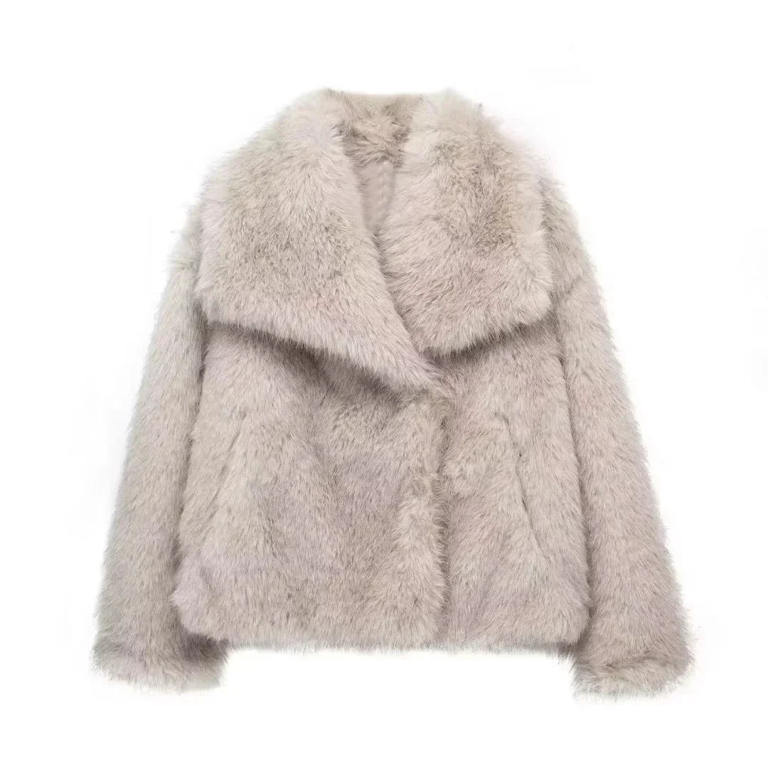 Fake Fur Jacket - Warm - Fluffy - Short Faux Fur Coat - Fur Jacket Women-Grace Aura