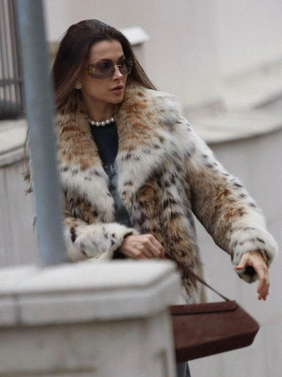 Faux Fur Jacket - Leopard - Short - Fluffy Jacket - Women's Winter Jacket-Grace Aura