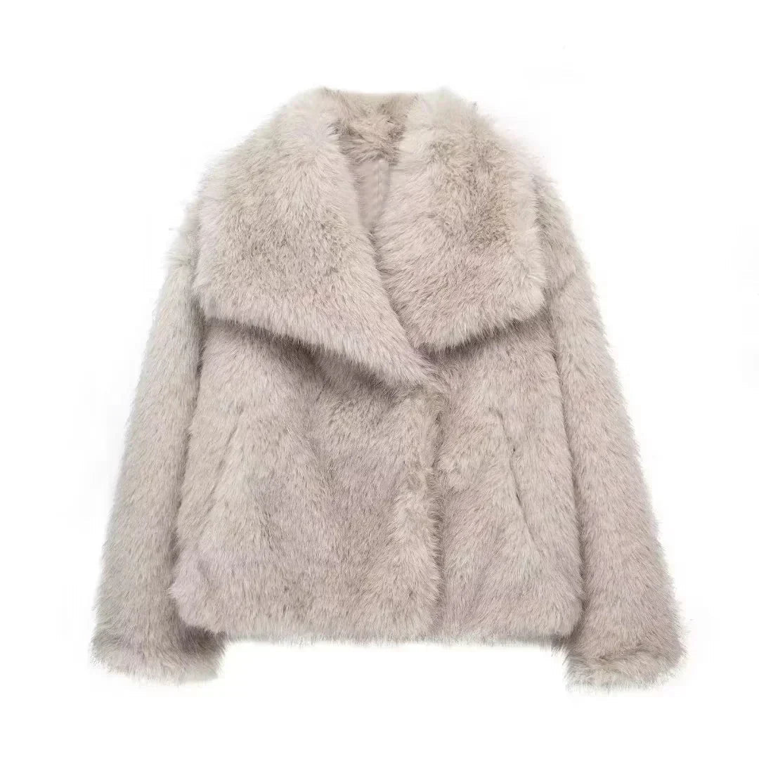 Faux Fur Jacket | Short | Fake Fur | Faux Fluffy Jacket | Women's Winter Jacket-Grace Aura