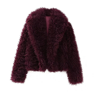 Faux Fur Jacket - Short - Fluffy - Coat with Fake Fur - Women's Fur Jackets-Grace Aura